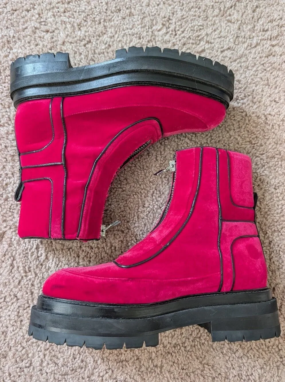 Pierre Hardy Womens Fuschia Pink Machina Platform Front Zip Ankle Boots Size 9
